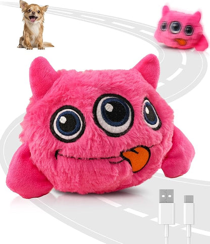 Petbobi Interactive Dog Toys Ball, USB Rechargeable Moving Dog Toy with Barking Sounds, Plush Monster Ball with Washable Cover, 4.9" Pet Toy for Small & Medium Dogs, Christmas & Birthday Gift