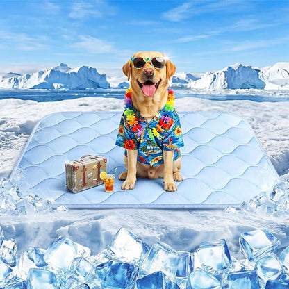 Dog Cooling Mat for Large Dogs, Long-Lasting Cool Pad for Dogs Outdoor & Indoor Use with Ice Silk Fabric & Waterproof Cover, Summer Cooling Pet Bed 36" x 26", Non-Slip Washable Pet Blanket