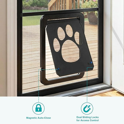 Ownpets Dog Screen Door, Inside Door Flap 12x14x0.4 Inch, Lockable Pet Screen Door, Magnetic Self-Closing Screen Door with Locking Function, Sturdy Screen Door for Dogs Cats
