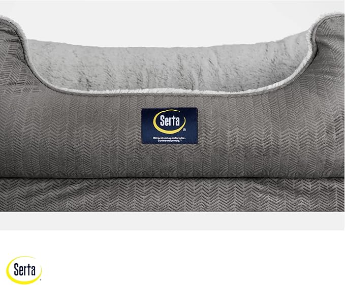 Serta Orthopedic Cuddler Dog Bed for Pets – Slate Gray (X-Large)