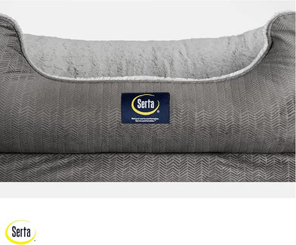Serta Orthopedic Cuddler Dog Bed for Pets – Slate Gray (Large)