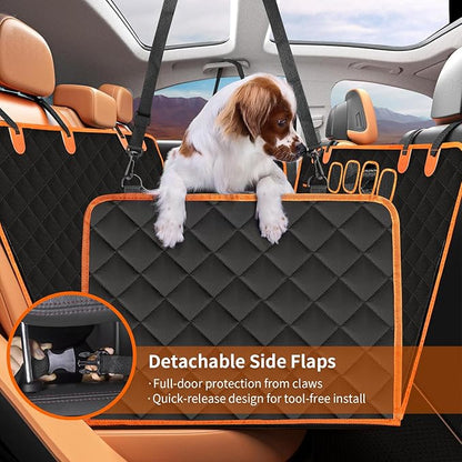 Dog Hammock for Car with Mesh Window - Tesla Model 3, SUV, Sedan, Waterproof Heavy Durable Hammock, Scratch Proof Nonslip with Seatbelt and Side Flaps, Dog Car Seat Cover for Pets