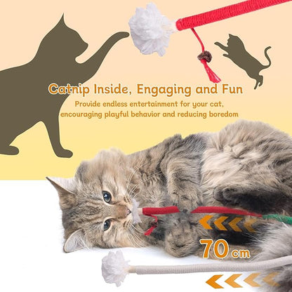 SEVENKA 3Pcs Cat Catnip Toys, 2.3ft/70cm Silvervine Chew Toy for Teeth Cleaning, Kitten Toys, Cotton Rope Scratch Catnip Interactive Cat Toys for Indoor Kittens Kitty