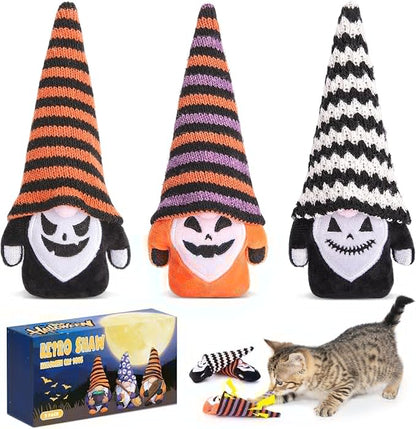 Retro Shaw Cat Toys Gnomes, 3 Pack, Catnip Toys for Indoor Cats Kitty Kicker Chew, Safe Teeth Cleaning Interactive Kitten Toy for All Pet Breeds, 6.7 Inches