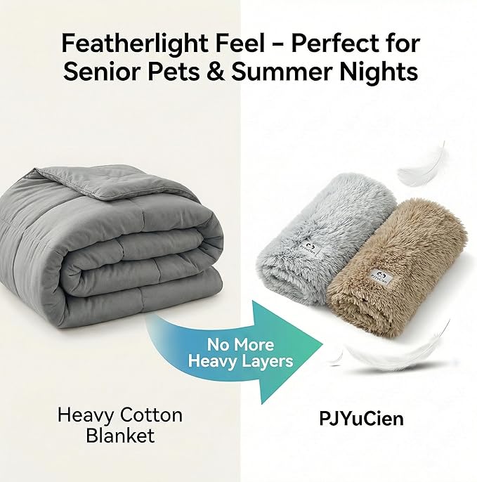 PJYuCien Dog Blanket for Dogs, Puppies and Pets, Lightweight & Portable Fluffy Fleece Throw, Super Soft Plush Cat Blanket for Couch/Car Seat/Furniture, Machine Washable, 50"x60", Beige