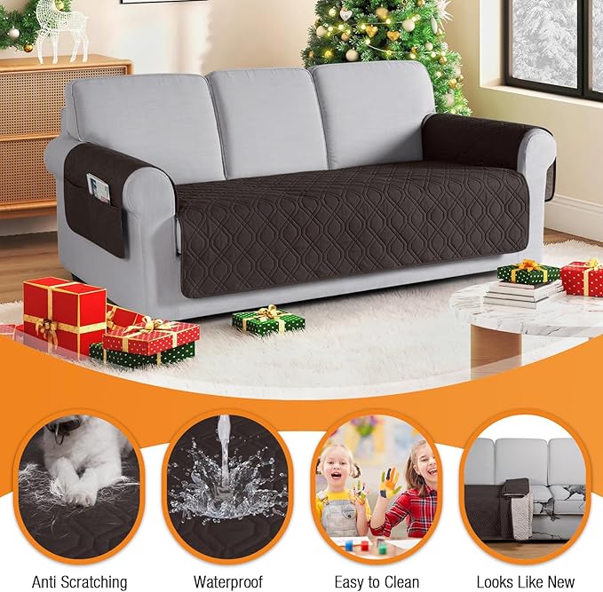 VANSOFY Couch Cover, Waterproof Sofa Covers Washable Slipcover Furniture Protector Couch Seat Covers Non-Slip Couch Cover for Dogs, Pets(Sofa, Chocolate)