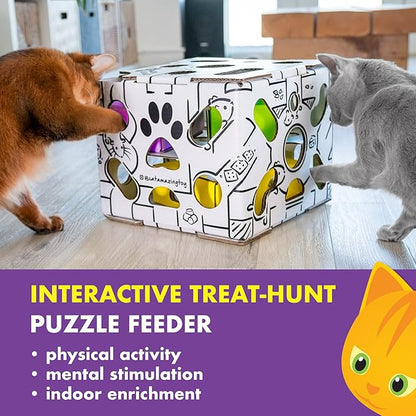 Cat Amazing Sliders – Puzzle Toy for Indoor Cats – Treat Box Interactive Maze – Enrichment Feeder – Best Cat Toy Ever!