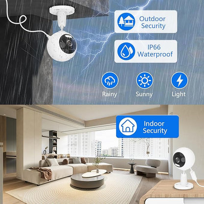 5G Security Camera Indoor/Outdoor, Baby Monitors Camera, Nanny/Pet/Dog Cameras with Phone App,IP66 Waterproof, Color Night Vision, White Light, Bell Siren, 24/7 SD Recordings -1 Pack