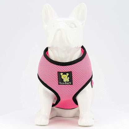EcoBark Dog Harness - Eco-Friendly Max Comfort Harnesses - Luxurious Soft Mesh Halter - Over the Head Harness Vest- No Pull and No Choke for Puppy, Small Breeds & Medium Dogs (Large, Light Pink)