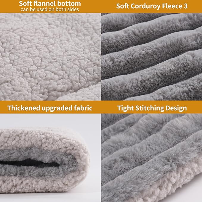 Self Warming Cat Bed, 22x16 Inch Reversible Two-Sided Use Self Heating Mat for Cats and Dogs, Washable Pets Crate Pad for Indoor & Outdoor Use, Non-Slip & Cozy Flannel Base