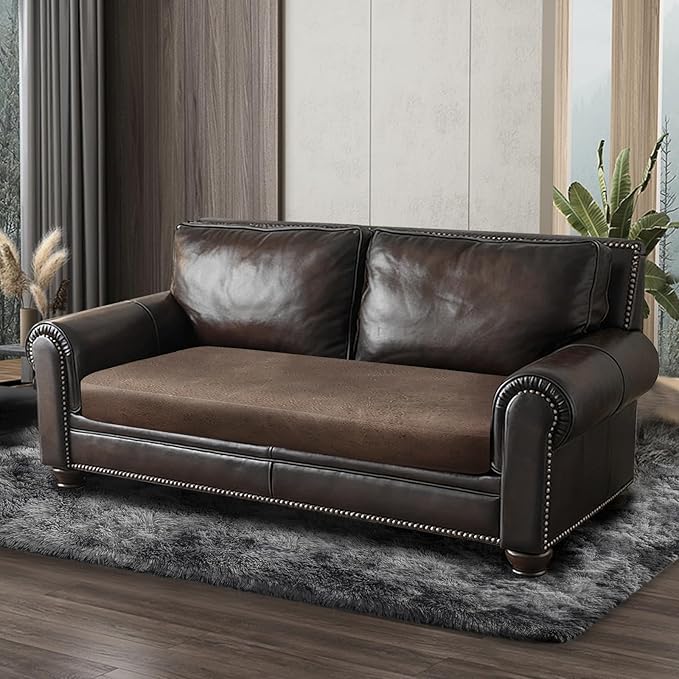 ANARACHON Leather Look Couch Cushion Covers Sofa Seat Slipcovers Sets Couches Furniture Protector for Sectional Armchair Loveseat Pets Kids Stretch Spandex Fabric (1 Cushion Loveseat, Light Brown)