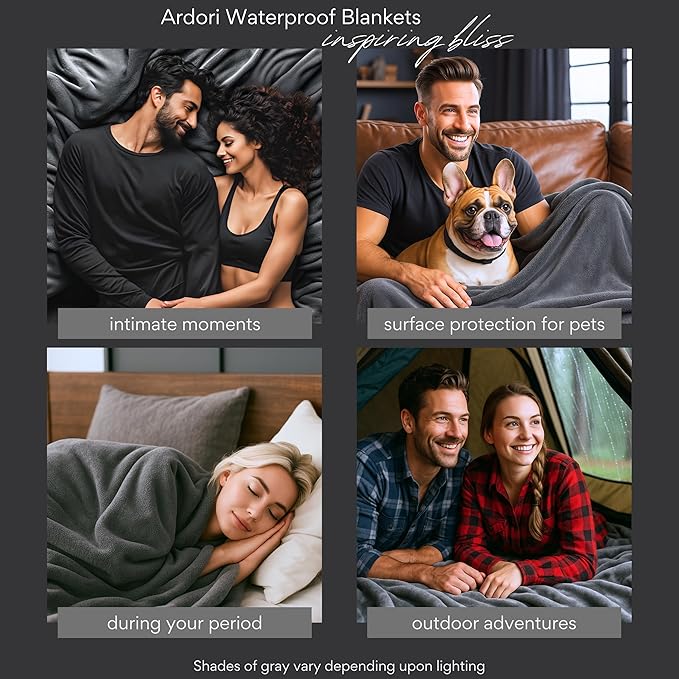 Waterproof Blanket King Size, Gray, 82x82"- Water Proof and Stain Resistant Blankets for Bed, Couch, Couples Fleece Moisture Absorbent, Layered Sheet Protector, Leakproof Protective Top Cover Throws