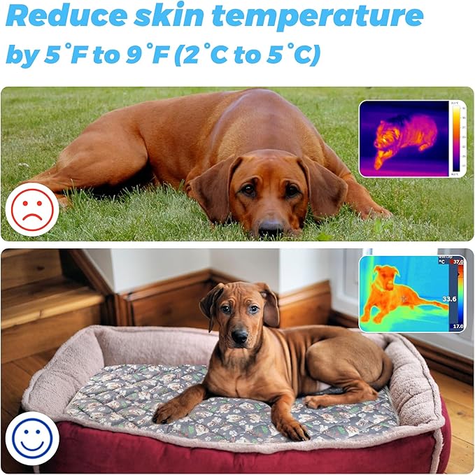 Dog Cooling Mat, Pet Washable Non-Toxic Summer Dogs Cats Cooling Pads Sleeping Kennel Mats Cool Ice Blanket for Indoor & Outdoor Dog Beach Essentials Gray Medium