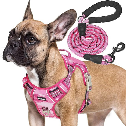Beebiepet Heavy Duty Tactical Dog Harness for Medium Dogs, No Pull Adjustable Pet Harness Reflective Service Training Easy Control Pet Vest Military K9 Working Dog Harnesses- Medium, Pink Camo
