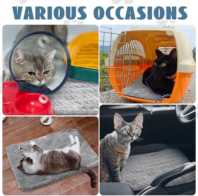 Drydiet 4 Pack Self Warming Cat Bed Mat Self Heating Pad for Dog Extra Warm Winter Pet Pad Washable Thermal Pads Mats for Pets Indoor Outdoor(Gray,16 x 20 Inch)