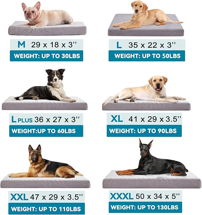 WATANIYA PET Cooling Dog Bed - Memory Foam Washable with Waterproof Liner and Cooling Gel Mattress, Fits up to 130 lbs Pets