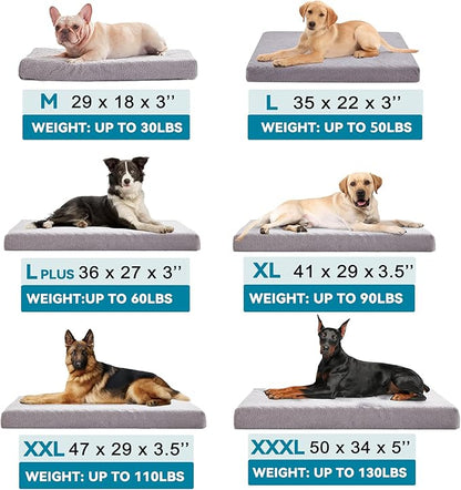 WATANIYA PET Cooling Dog Bed - Memory Foam Washable with Waterproof Liner and Cooling Gel Mattress, Fits up to 130 lbs Pets