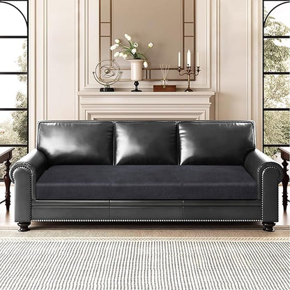 ANARACHON Leather Look Couch Cushion Covers Sofa Seat Slipcovers Sets Couches Furniture Protector for Sectional Armchair Loveseat Pets Kids Stretch Spandex Fabric (1 Cushion Sofa, Dark Grey)