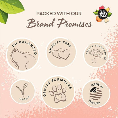 Pet Head Quick Fix Paw and Body Wipes for Cats and Dogs | Peach Scent with Aloe Vera | Biodegradable Pet Hygiene Cleaning Wipes | pH-Neutral | Vegan | For an Easy & Speedy Freshen-Up | 100 pack