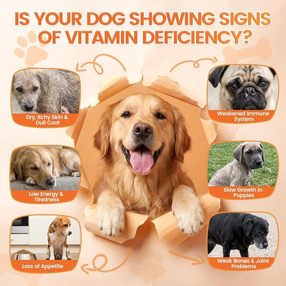 Dog Vitamins- 16-in-1 Dog Vitamins and Supplements, 500 Ct Multivitamin Supports Daily Energy, Heart Health, Skin & Coat, with Taurine, Omega-3, Puppy Multivitamin Chewable - for All Breeds & Ages