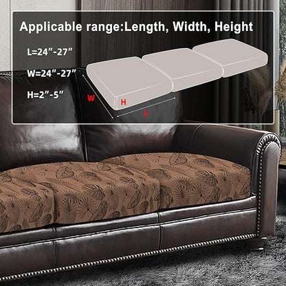 ANARACHON Leather Look Couch Cushion Covers Sofa Seat Slipcovers Sets Couches Furniture Protector for Sectional Armchair Loveseat Pets Kids Stretch Spandex Fabric (3 Cushion Sofa, Brown Leaf)