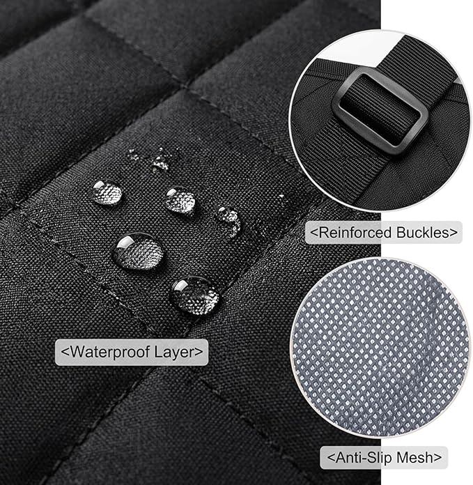 SNZ Dog Car Seat Cover for Back Seat - Waterproof Pet Seat Protector with Non-Slip Bottom, Scratch-Resistant Heavy Duty 600D Oxford, Machine Washable for SUV Trucks Sedan (Black, 4-Piece Set)
