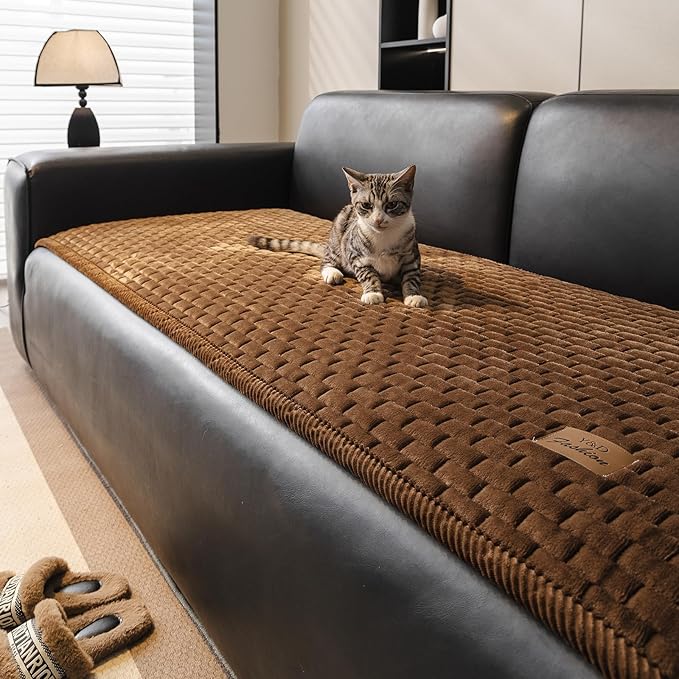Couch Covers for Dogs Washable, Velvet Dog Couch Cover Protector, Fuzzy Plush Pet Sofa Cover for Loveseat, Sofa Covers for Pets(1,Dark Brown,27.6"x59.1", 2 Seater Sofa Pad Cover)