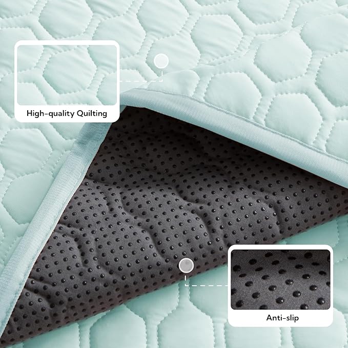 Soulbond Backseat Dog Cooling Mat for Cars - 24.5"x52" Washable Back Seat Self Cooling Pad for Cat & Puppy, QMAX>0.3, Non-Slip Cold Pet Bed Backseat Extender for Cars, SUVs, Trunks, Aqua Green
