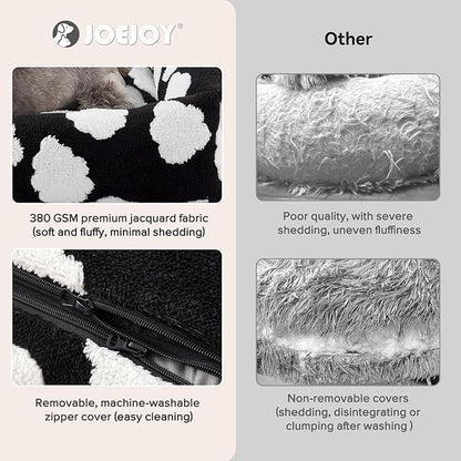 JOEJOY Small Dog Bed for Small Dogs, Rectangle Washable Orthopedic Dog Bed with Removable Zipper Cover, Cute Soft Calming Puppy Pet Bed with Jacquard Shaggy Plush & Non Skid Bottom
