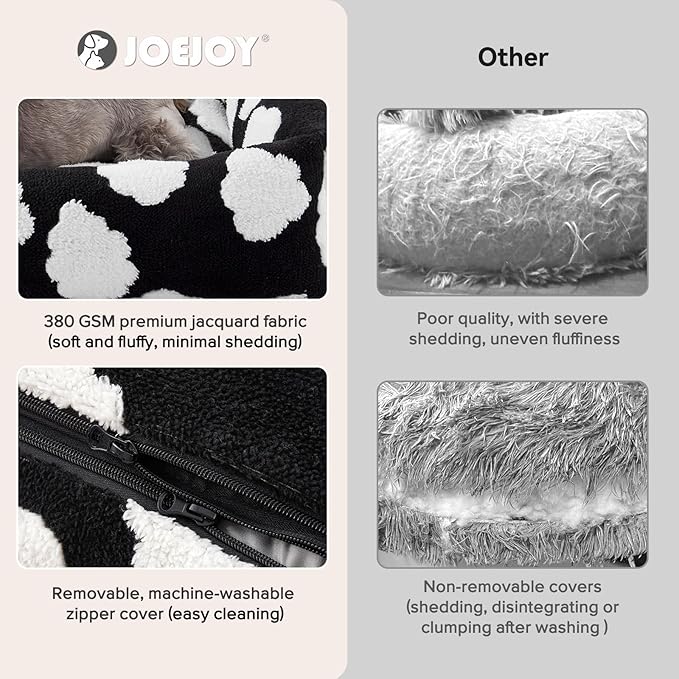 JOEJOY Small Dog Bed for Small Dogs, Rectangle Washable Orthopedic Dog Bed with Removable Zipper Cover, Cute Soft Calming Puppy Pet Bed with Jacquard Shaggy Plush & Non Skid Bottom