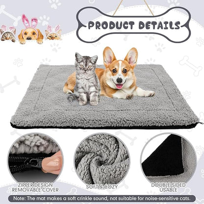 Novabright 3 Pack Self Warming Dog Bed for Large Dog 27x35 Inch Mat Self Heating Cat Reflects Body Heat Extra Warm Thermal Pet Pad Washable Cat Bed for Outdoor Indoor Large Kittens Puppy(Black/Gray)