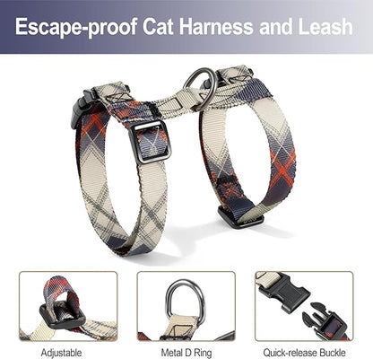 Cat Harness and Leash Set, 3-in-1 Escape Proof Adjustable, Comfortable Soft Lightweight, Safe, Easy to Wear, Walking Travel Kitten Harness for Small Medium Cats (Army Green)