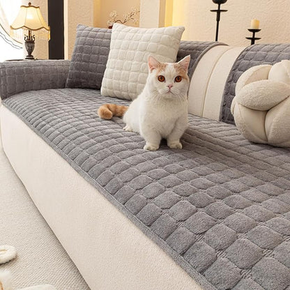 Velvet Couch Covers for Dogs, Dog Sectional Couch Covers, Pet Couchs Cover for 3-4 Seater, Couchs Protector for Dogs, Sectional Sofa Cover for Pet Washable(1PC,Dark Grey,27.6"×82.7")