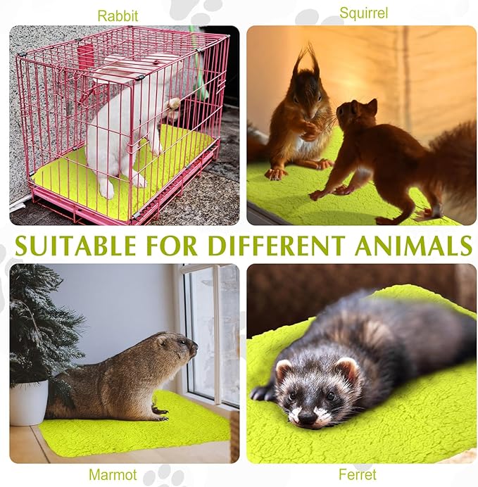 Drydiet 4 Pack Self Warming Cat Pads Self Heating Cat Mat Washable Homeless Dogs Thermal Pads Kennel Pad Reflects Body Heat Warm Crate Bed Mat for Indoor Outdoor Pet(Fluorescent Green,16 x 20 Inch)