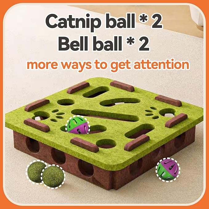 Cat Puzzle Toy Interactive Feeder Cat Scrach Puzzle Enrichment Box for Indoor Cats