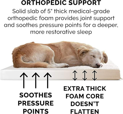 Furhaven Orthopedic Dog Bed for Large Dogs w/ Removable Washable Cover, For Dogs Up to 125 lbs - Ultra Plush Faux Fur & Suede Mattress - Cream, Jumbo Plus/XXL