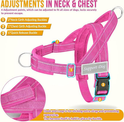 SlowTon No Pull Dog Harness - Heavy Duty Dog Harness and Leash Set for Medium Large Dogs, Reflective Tactical Harness with Soft Padded and Front Clip for Easy Walk and Training （FU, M