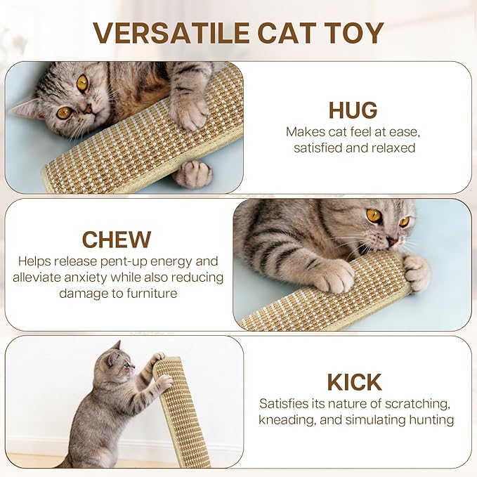 2 Pack 11.2 inch Sisal Pillow Catnip Toy for Cats with Silvervine Sticks, Cat Toys with A+ Organic Catnip Interactive Kicker Toy Scratch-Resistant Safe Chew Toy Teeth Cleaning for Indoor