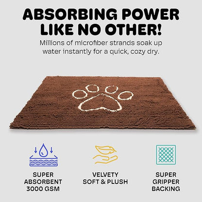 Dog Gone Smart Dirty Dog Doormat - Fast Drying Rug with Super Gripper Backing for Clean Floors - Super Absorbent and Machine Washable Mat for Muddy Paws - Almond