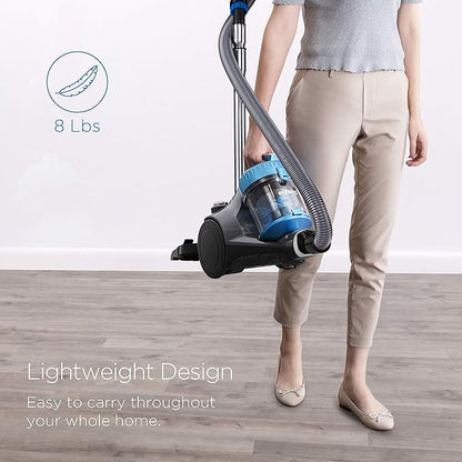 Eureka Bagless Canister Vacuum Cleaner, Lightweight Vac for Carpets and Hard Floors, w/Filter, Blue, Whirlwind NEN110B