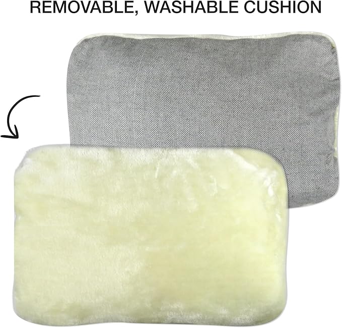 Pet Passion Mello-The Ultra Luxe Bolster Dog Bed with Removable Washable Pillow for All Pet Breeds, Ivory Tweed, Small