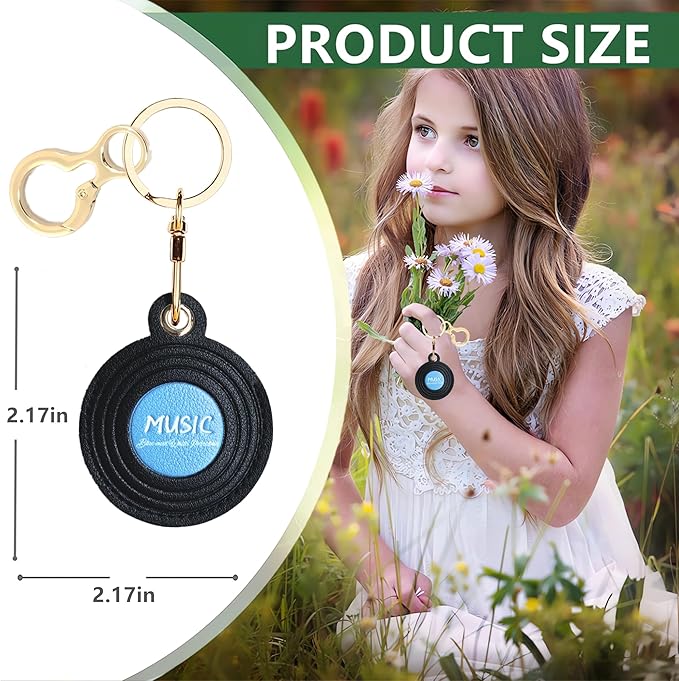 Leather Keychain Holder Case Compatible with AirTag,Cute Protective Cover with Keyring,Anti-Scratch Finder GPS Tracker Case for Wallet Keys,Bag,Pets,Backpack(CD Blue)