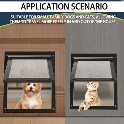 TonGass 7.9" x 9.9" Pet Screen Door Flap Compatible with Doggy Fits Dogs & Cats Under 30 Lbs, Small Dog Doors Flaps, Cat Screen Window Door Flap for Exterior Porch Screen and Window Screen - Brown