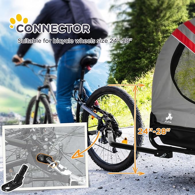 Aosom 2-in-1 Pet Bike Trailer for Small Medium Dogs, Road-Visibility Dog Stroller Bicycle Carrier, Weather-Strong Bike Wagon Trailer Sidecar Attachment
