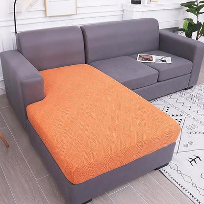 hyha Couch Cushion Covers, Stretch Sofa Seat Cushion Slipcover, Sectional Couch Covers L Shape with Elastic Bottom for Sectional Sofa(Chaise, Orange)