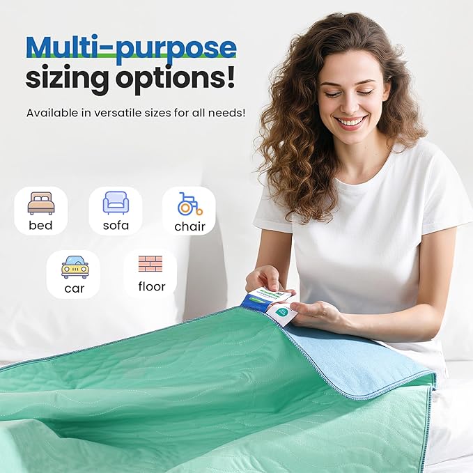Noovirum® Washable Underpads,34"x36" (Pack of 6) - Heavy Absorbency Incontinence Bed Pads for Adults, Kids & Pets - Waterproof Reusable Protective Pad for Bed, Sofa, Furniture & Floor
