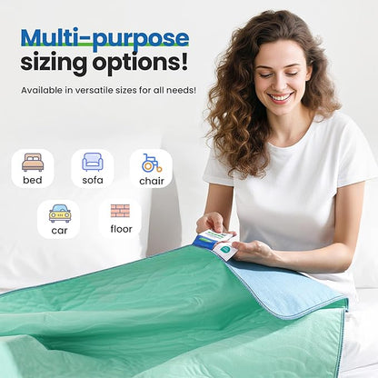 Noovirum® Washable Underpads,34"x36" (Pack of 6) - Heavy Absorbency Incontinence Bed Pads for Adults, Kids & Pets - Waterproof Reusable Protective Pad for Bed, Sofa, Furniture & Floor