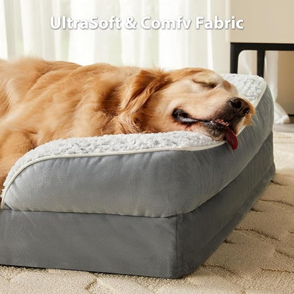 LEXTRO Orthopedic Dog Bed for Large Dogs, Egg Crate Foam Bed for Large Dogs, Equipped with Removable Waterproof Pillow Cover and Anti-Slip Bottom, Pet Bed