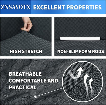 ZNSAYOTX 1 Piece Jacquard Chair Slipcovers for Living Room High Stretch Chair Covers with Arms Anti Slip Pets Friendly Couch Sofa Armchair Cover Furniture Protector (Chair, Dark Grey)