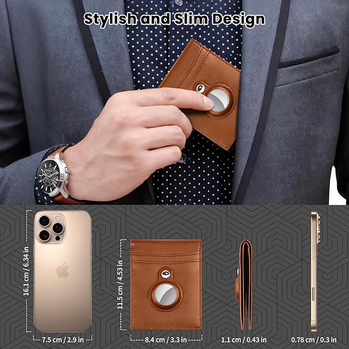 Air Tracker Tag 1-Pack (Brown), Tukio Bluetooth 5.3 Tracker Tag for Apple Find My App(iOS Only), Replaceable Battery, 100dB Alarm Sound, Item Locator Smart Tag for Wallets, Keys, Bag, Luggage and More